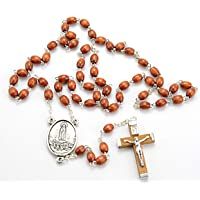 Cruz de Madera en Rosario Religioso VIRGEN DE FATIMA- de 59 Cuentas de madera. Cruz de 5 cms. Bolsa de Lino y Caja de…